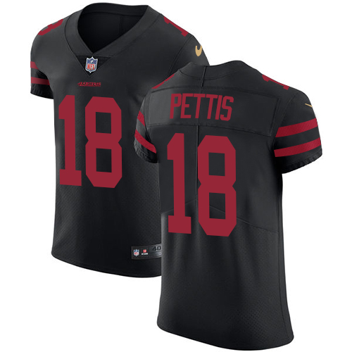 Nike 49ers #18 Dante Pettis Black Alternate Men's Stitched NFL Vapor Untouchable Elite Jersey - Click Image to Close